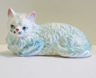 Large 12 " Vintage Ceramic Porcelain Statue Figurine White Cat