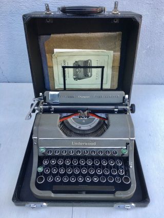 1939 Model Gray Underwood Champion Typewriter Fully Restored