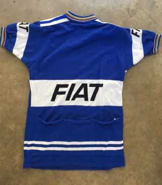 Eddy Merckx Team Fiat 1977 Vintage Wool Cycling Jersey Zip Short Sleeve M or L 2