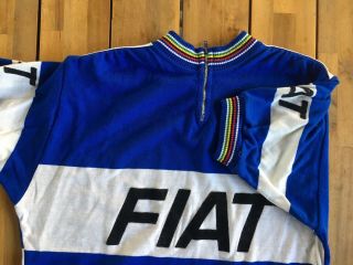 Eddy Merckx Team Fiat 1977 Vintage Wool Cycling Jersey Zip Short Sleeve M or L 3