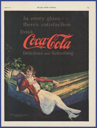 Vintage 1922 Coca - Cola Coke Soda Pop Woman In Hammock Art Print Ad
