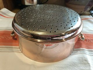 Vintage Tin lined Copper steamer insert fits 9.  5 Mauviel pot 3