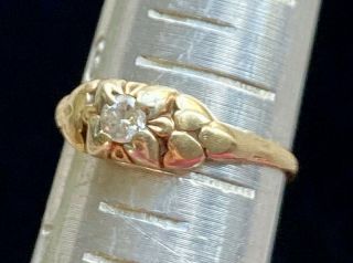 Vtg Or Antique 14k Yellow Gold Diamond Solitaire Engagement Ring Size: 6 A005