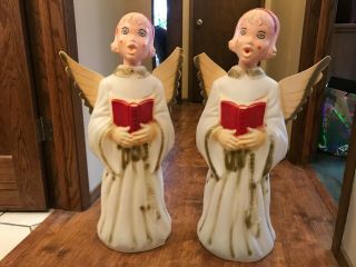 2 Vintage 31 " Empire Lighted Christmas Angel Caroler Choir Girl 