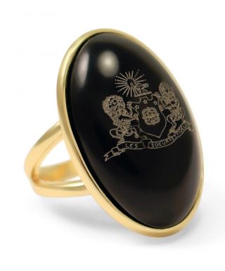 Phi Mu Sorority Duchess Ring - 14k Gold Plated & Black Onyx -