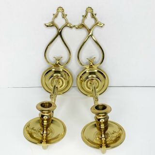 Brass Candle Sconces Virginia Metalcrafters Colonial Williamsburg Cw16 - 3 Euc
