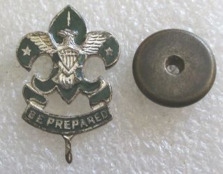 Vintage Boy Scout Scoutmaster Green Enameled Pin - Screw Back Bsa Scouts