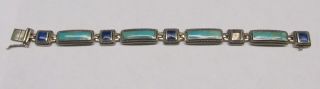 Sterling Silver Turquoise And Lapis Accented Bracelet 28.  6 Grams 4 - G6785