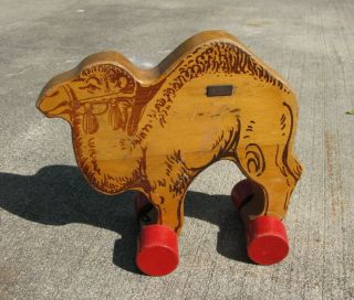 Old Steiff Wooden Camel Pull Toy On Wheels 9 In W X 8.  25 In T 10987 With Tag