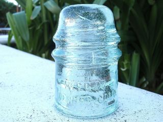 Sparkling Fizzy Ice Aqua Cd 121 W.  F.  G.  Co.  Denver Colo 16 Glass Toll Insulator