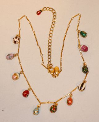 Joan Rivers Imperial Treasures Charm Necklace With 11 Enamel Faberge Eggs
