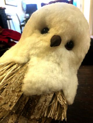 Pottery Barn Hedwig Arctic Snowy Owl Xmas Tree Topper Ornament Winter White
