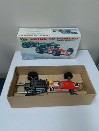 Vintage Tin Lotus 49 Ford F - 1 Racing Car Battery Powered Made In Japan