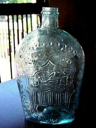 Gxii - 4 1860s Union Clasped Hands Eagle Whiskey Liquor Flask Bottle Quart - Crack -