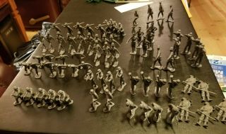 Vintage Marx Battleground Play Set Dark Gray German Soldiers (x71)