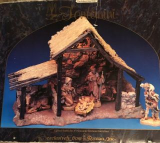 Vtg Fontanini Lit Stable 50154 For 5 " Nativity 13 Figurines 1996 Christmas