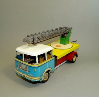 Vintage Rare Czech Ites Tin Toy Wind Up Skoda 706 Truck Ladder