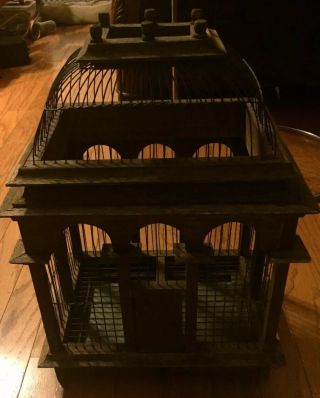 Antique Wood And Wire Bird Cage