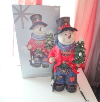 Retired 20” Fiber Optic Color Changing Christmas Winter Snowman W Box Rare