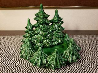 Vtg Retro Atlantic Mold Handmade Lighted Christmas Trees Decorative Candy Dish