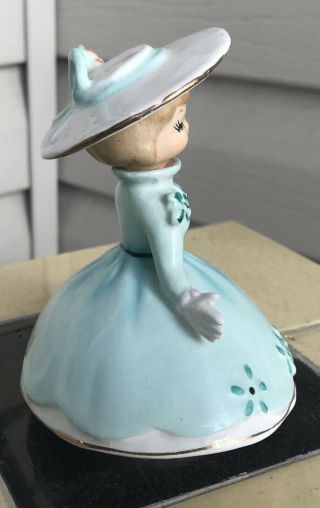 1958 Napco Woman Girl Perfume Bottle Vintage Blue Dress Ceramic 50 ' s Vanity item 2