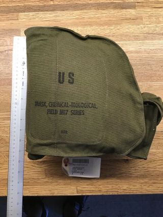 Vintage Us Military M17 Series Field Protective Gas Mask Canvas Bag Cc5