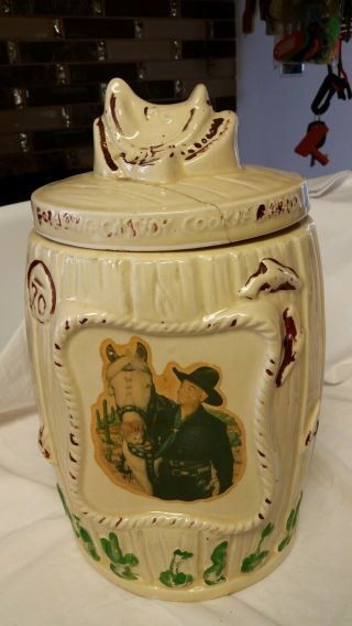 Hopalong Cassidy Western Cookie Barrel Cookie Jar With Saddle Lid Top