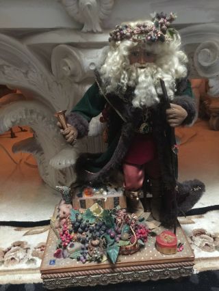 Lasting Endearments Lynn West 1989 Father Christmas 24 " With Swiss Music Box