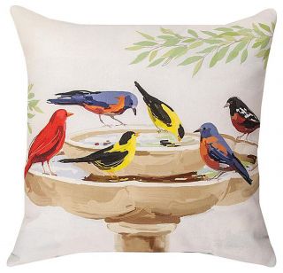Pillows - " Bathing Beauties " Indoor Outdoor Pillow - 18 " Square - Bird Pillow