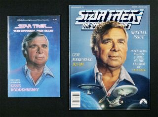 Two " Star Trek " Official Fan Club Magazines - Gene Roddenberry Covers - 