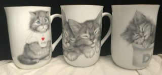 Vintage 3 Otagiri Cat Kittens Tea Coffee Mugs Sleeping I Love Cats