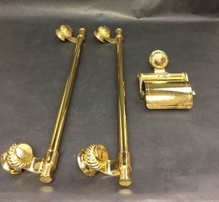Vintage Brass Towel Bars And Toilet Paper Holder Set