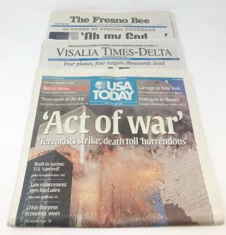 Usa Today Sept 12,  2001 9/11 Act Of War Full Print Newspaper,
