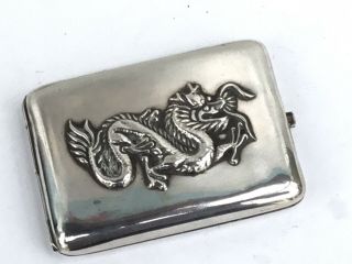 A Chinese Export Silver Dragon Decorated Vesta Or Match Box,  Signed Tai Hua