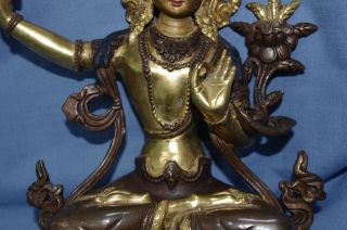 Very Fine Antique Sino Tibetan Chinese Nepalese Bronze Tara Buddha Statue 3