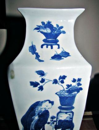 antique 1800 ' s chinese 4 sided blue and white porcelain vase many images 2