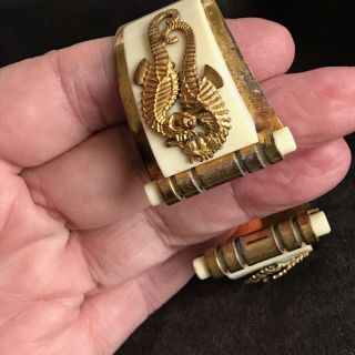 Jean Painleve 1930s French Art Deco Cream Galalith And Gilt Seahorse Bangle