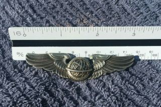 Vintage 925 Sterling Silver Wwii Us Army Air Force Navigator Wings Pin Brooch 3 "
