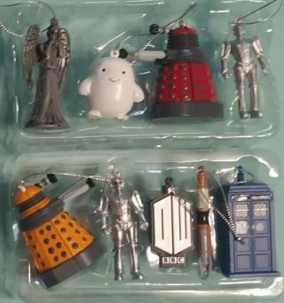 Doctor Who Dalek Cyberman Angel Adipose,  More 9 Piece Christmas Ornament Set