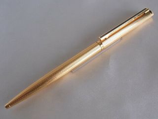 Dunhill Gemline Ball Point Pen Gold Plated Barley Marble Line Clip
