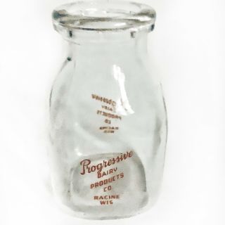 Vintage Progressive Dairy Products Co.  Racine Wis.  Milk Bottle
