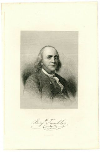 Benjamin Franklin,  Declaration Of Independence Signer,  Engraving (7865)