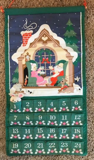 1987 Vintage Avon Cloth Advent Calendar Countdown To Christmas Mouse
