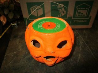 Vintage Rare Pulpco Paper Mache Halloween Pumpkin W/ Battery Holder