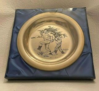 Norman Rockwell 1970 Bringing Home Tree Sterling Silver Christmas Plate,