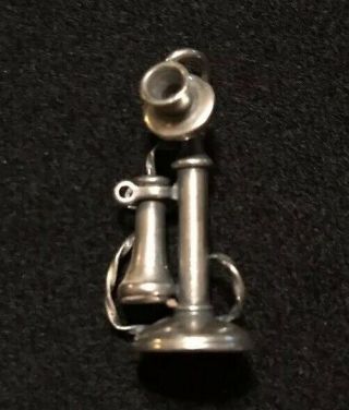 James Avery Retired Vintage Telephone Candlestick Phone Charm Sterling Silver