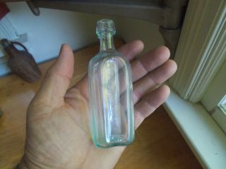 1830s Early Concave Paneled Crude Dip Mold Blown Puff Utility Medicine Bottle