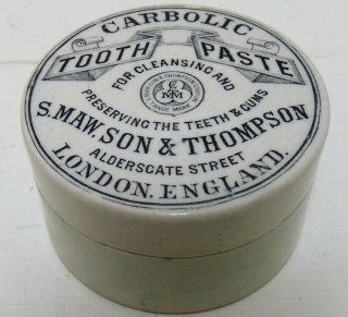 Scarce Maw & Thompson Carbolic Tooth Paste Pot Lid & Base C1890 