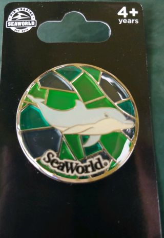 Seaworld Stain Glass Dolphin Pin Trading Pin Retired