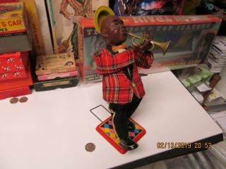 Louis Armstrong Trumpet Player Wind Up Toy 50s Japan Exc Black Americana